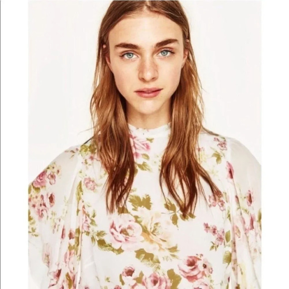 Zara Sweet Floral Butterfly Sleeve Dress S White Mini - Picture 4 of 13